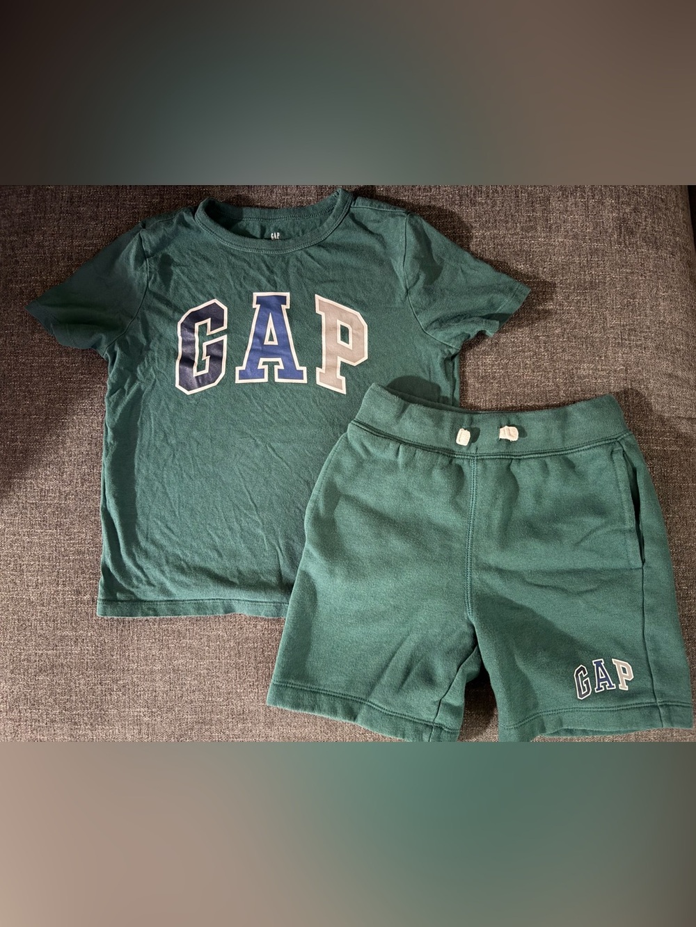 GAP Green Logo Tee and Drawstring Shorts